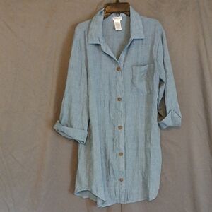 Women's Blue Button Down Shirt Dress